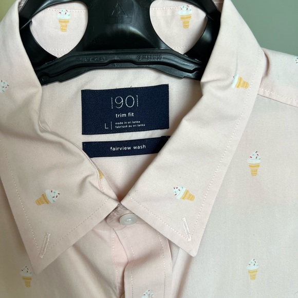 Nordstrom 1901 Trim Fit Pink Ice Cream 🍦 Button Down Shirt SIZE LARGE - Picture 2 of 3